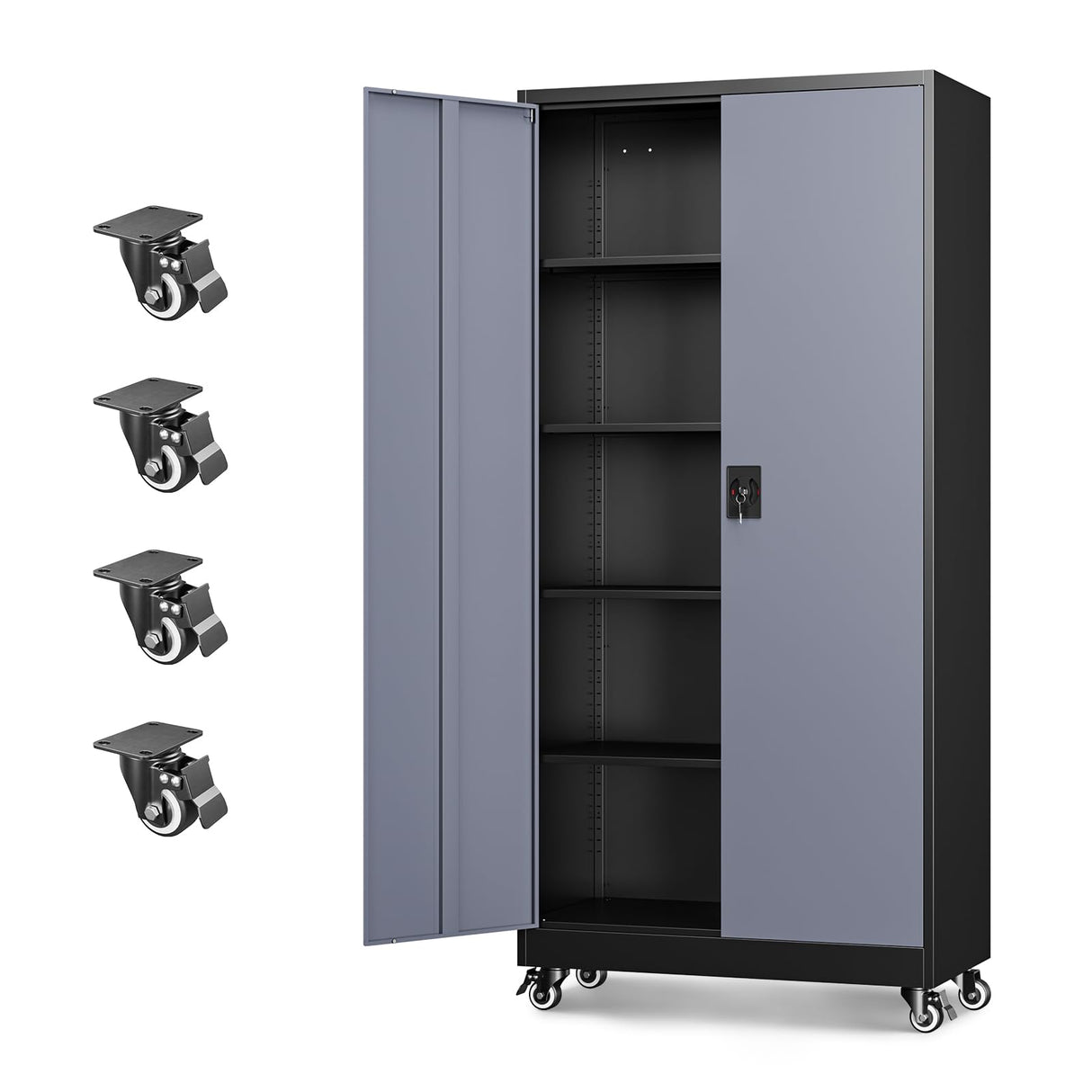 Letaya Metal Garage Storage Cabinets with Lock Door and Adjustable Shelves, Steel Tool Cabinets for Home,Office,Warehouse Organisieren (Black Grey, 75" H) Letaya