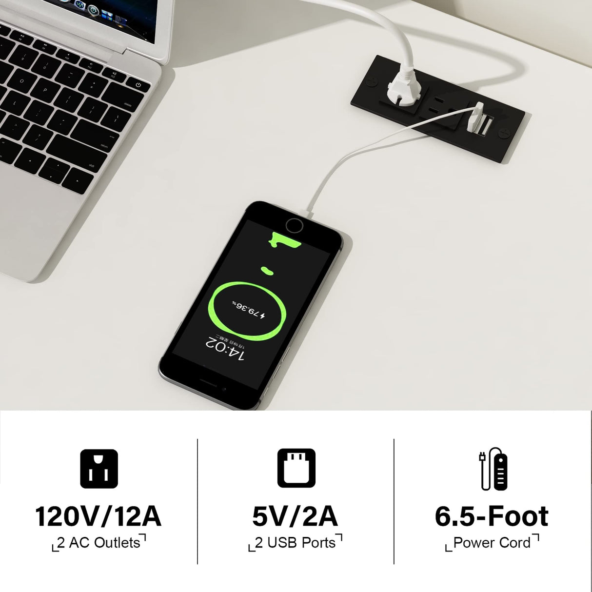 ChooChoo Computer Desk with USB Charging Ports and Power Outlets, 39" White Desk with Drawers, Small Study Writing Table with Stable X Frame for Home Office ChooChoo