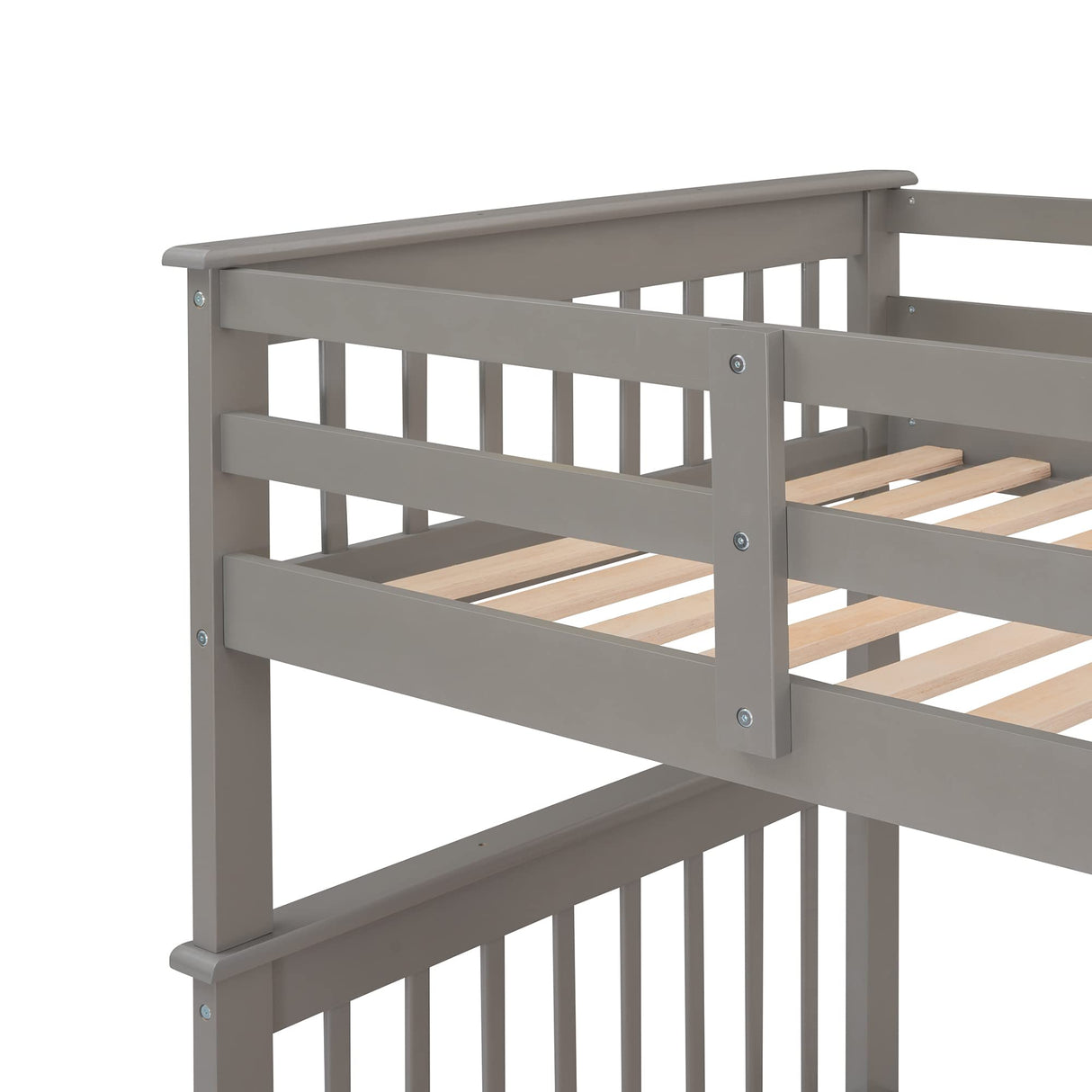 Harper & Bright Designs Twin Over Twin Bunk Bed with Stairs, Solid Wood Bunk Bed Frame with Storage and Guard Rail for Bedroom, Dorm, for Kids, Teens, Adults (Gray) Harper & Bright Designs