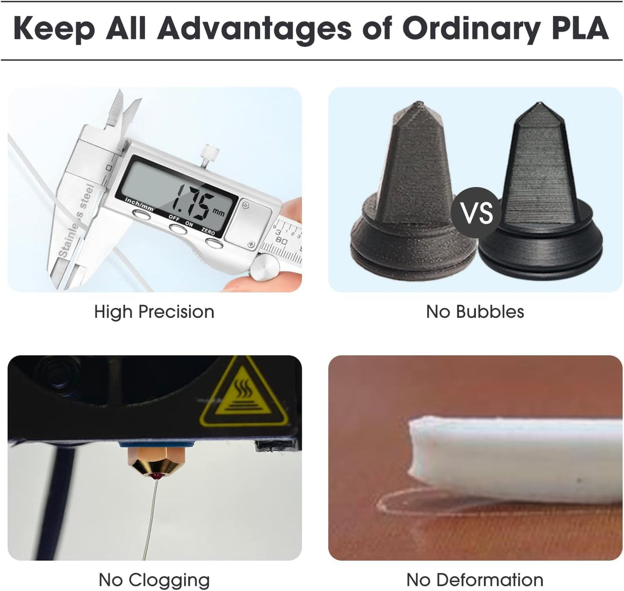 eSUN PLA+ Filament 1.75mm, 3D Printer Filament PLA Plus, Dimensional Accuracy +/- 0.03mm, 1KG per Spool, 2 Spools 3D Printing Filament, Bone White eSUN