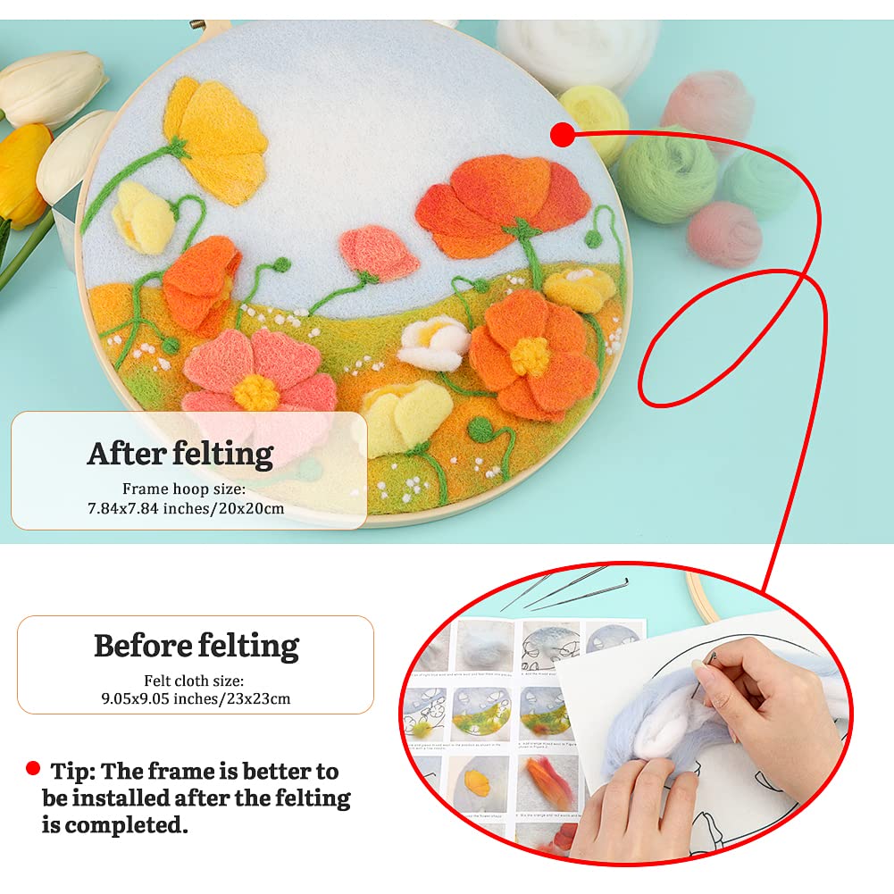 Mayboos Needle Felt Starter Set, Includes Wool Bag, Felting Needles, Foam Pad, Felt Cloth & Instructions, Pastoral Style Kit for Home Decoration Mayboos