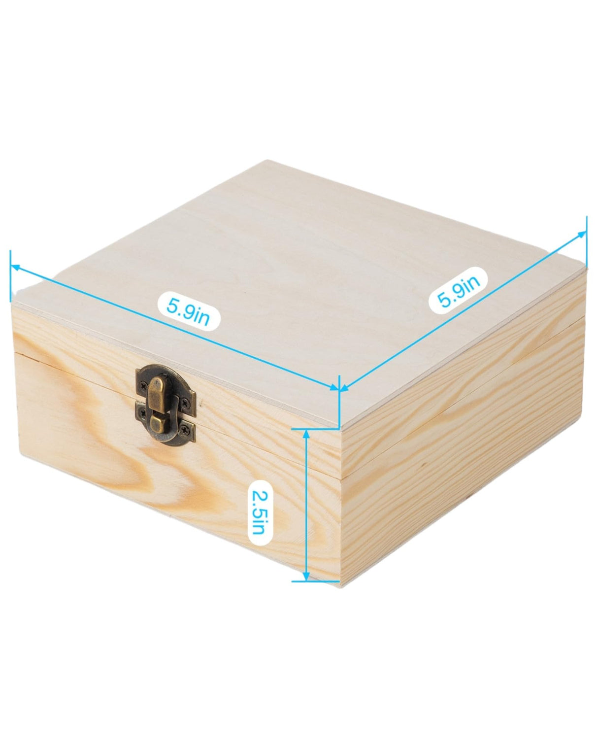 Xhqsulsclac 8pcs unfinished wooden box, pine with hinged lid and front buckle,Wooden Boxes 5.9X5.9X2.5-inch small souvenir box Xhqsulsclac