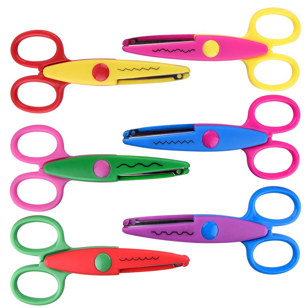 KUUQA 6 Pcs Kids Safety Scissors Art Craft Scissors Set for Kids and Students Paper Construction Supplies KUUQA