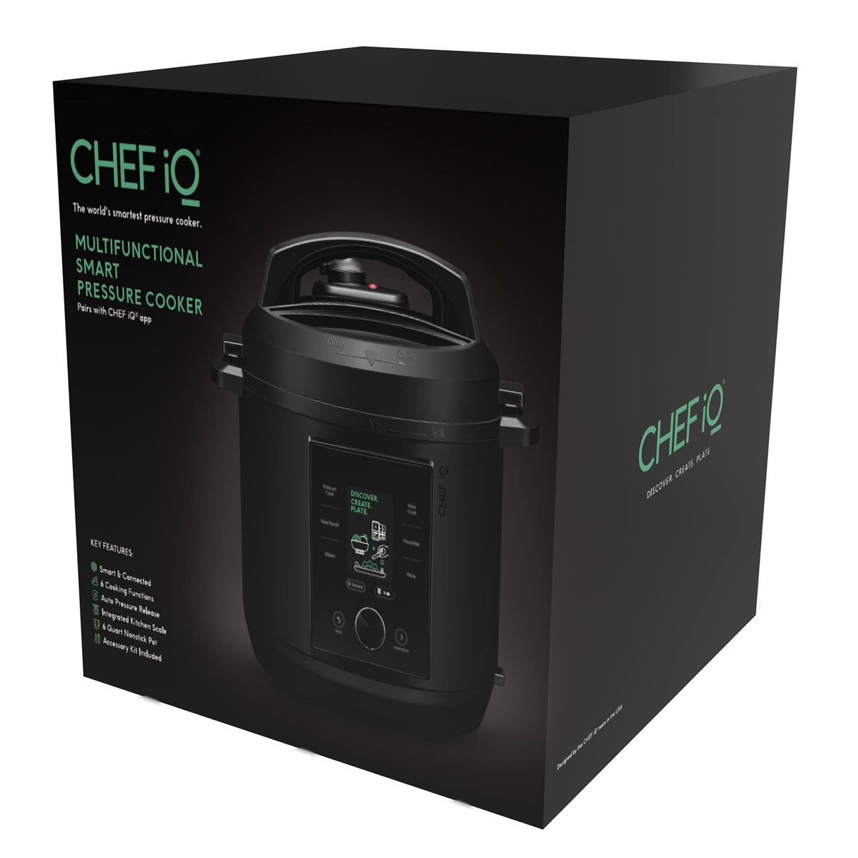 CHEF iQ Smart Pressure Cooker 10 Cooking Functions & 18 Features, Built-in Scale, 1000+ Presets & Times & Temps w/App for 600+ Foolproof Guided Recipes, Rice & Slow Electric MultiCooker, 6 Qt CHEF iQ