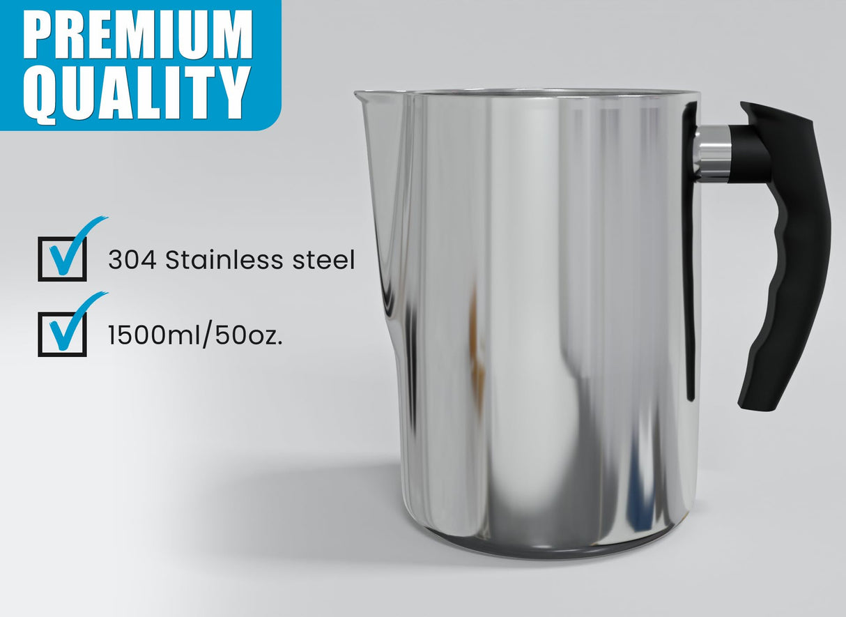 Natikon Candle Making Pouring Pot Stainless Steel Pitcher with Heat-Resistant Handle and Dripless Pouring Spout Design | 1500 ML/50 OZ NATIKON