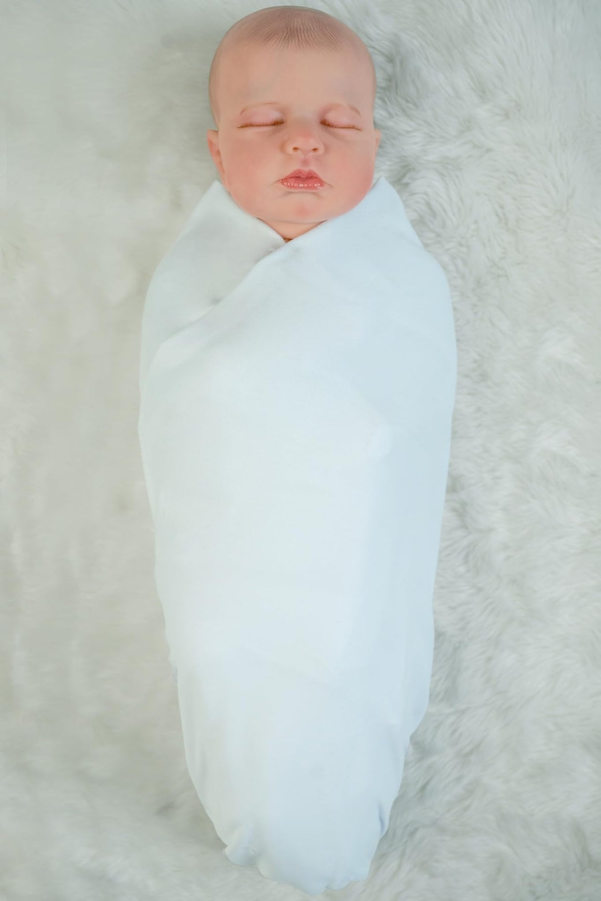 RATIVE Stretchy Swaddle Blanket Receiving Blankets with Headband Cap for Unisex Newborn Baby 0-3 Months Boys Girls (3-White Blankets) RATIVE