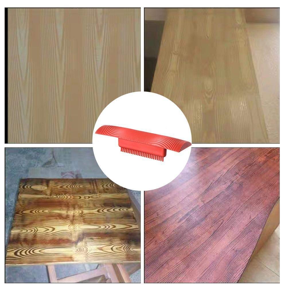4 Pieces Wood Graining Tool,Wood Grain Tool, Rubber Wood Pattern Graining Knurling Tool On All Surfaces HUIKANGSHENG