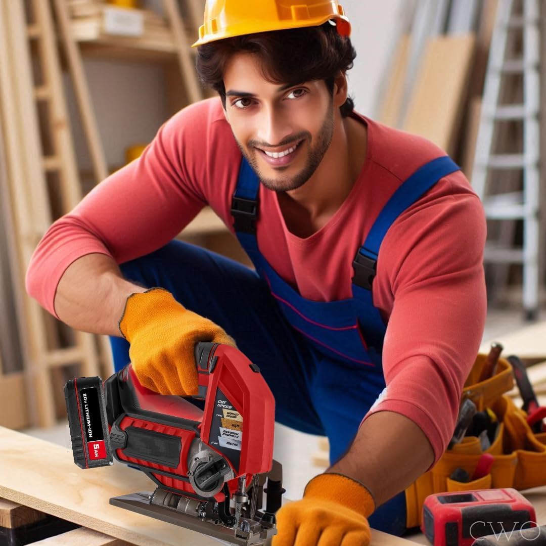 Fits BAUER 20V Cordless Variable Speed Jig Saw Kit with 5Ah Lithium Ion Battery & 20V Rapid Charger - Designed for Precise Control & Superior Cutting Performance in a Wide Variety of Materials Generic