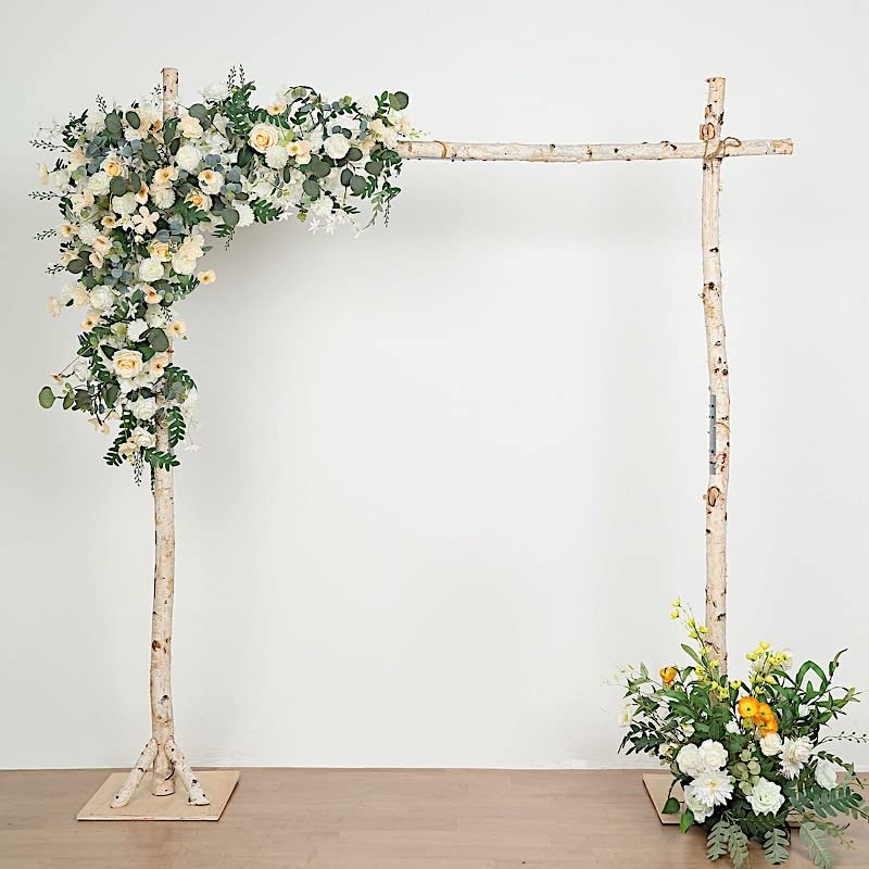 Balsa Circle 7.5 feet Natural Birch Wood Square Backdrop Stand Wedding Arch Wedding Party Event Reception Home Decorations Supplies Balsa Circle