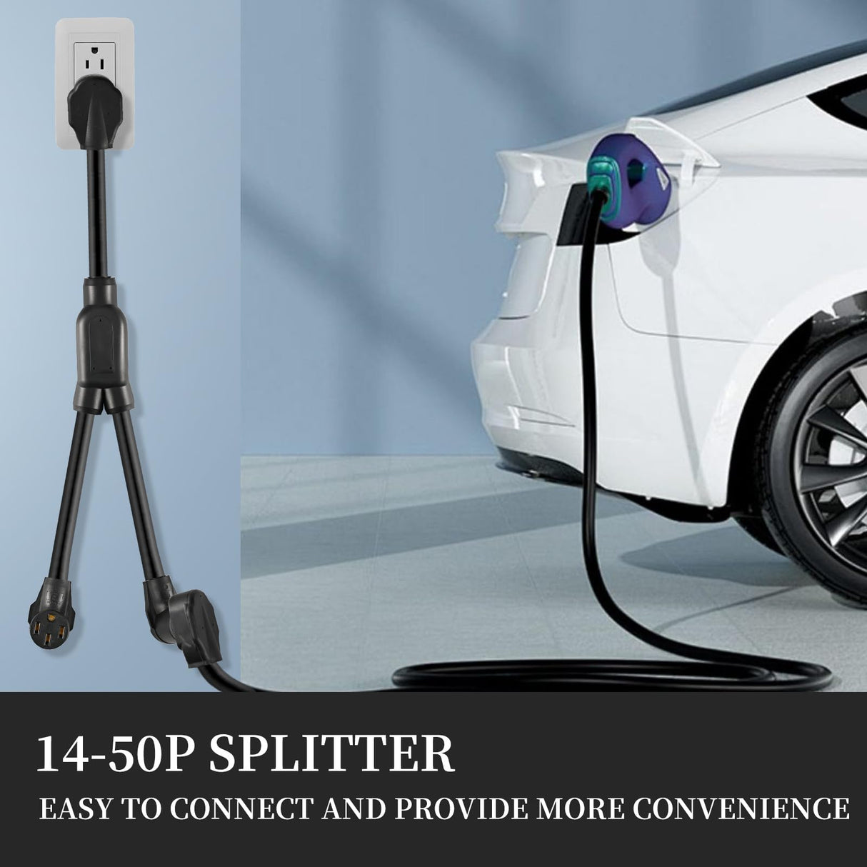 iFwevs 3FT 14-50P 4 Prong Splitter,14-50R Female Receptacle,6/3, 8/1 STW AWG Flexible Cable/14-50 Y Split Plug 50AMP RV Extension Cord Adapter iFwevs