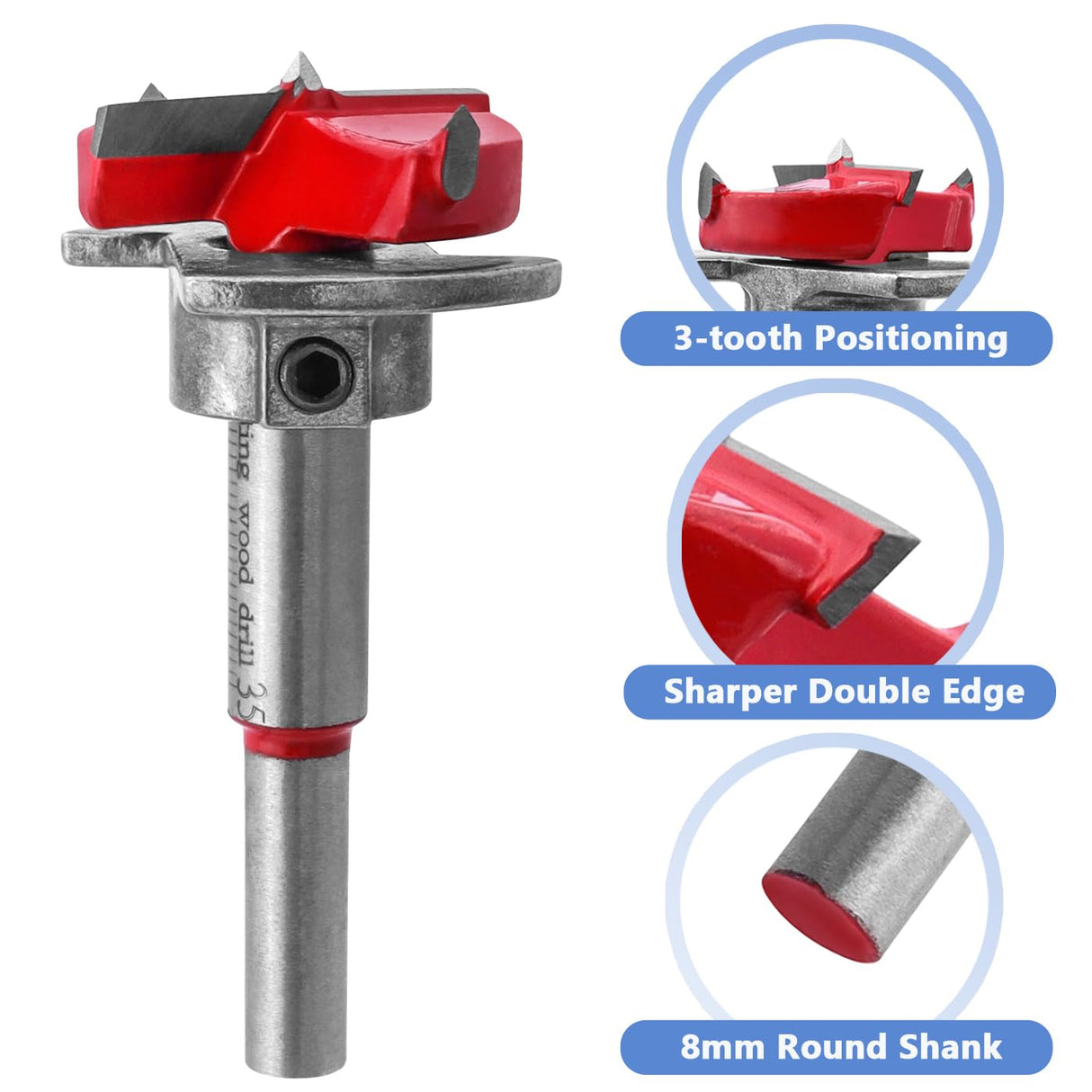 Mesee Hinge Jig Drill Bits Set 35mm Forstner Bit with Door Hinge Hole Jig Template Concealed Hinge Hole Drill Guide Locator Woodworking Cabinet Hinge Boring Jig Hole Cutter Positioner Tool Kit Mesee