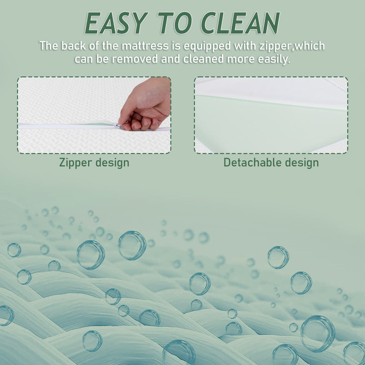 PayLessHere 10 Inch Twin Mattress Green Tea Memory Foam Mattress CertiPUR-US Certified,Medium-firm mattress,Removable Soft Cover,Fiberglass Free,Twin mattresses for Bed Frame, Bunk Bed, Trundle, White PayLessHere