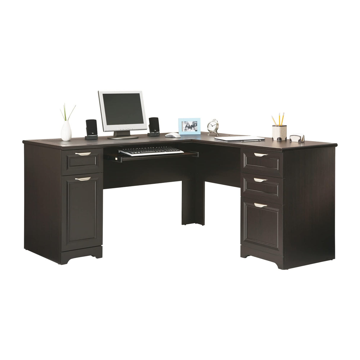 Realspace® Magellan 59"W L-Shape Corner Desk, Espresso Realspace