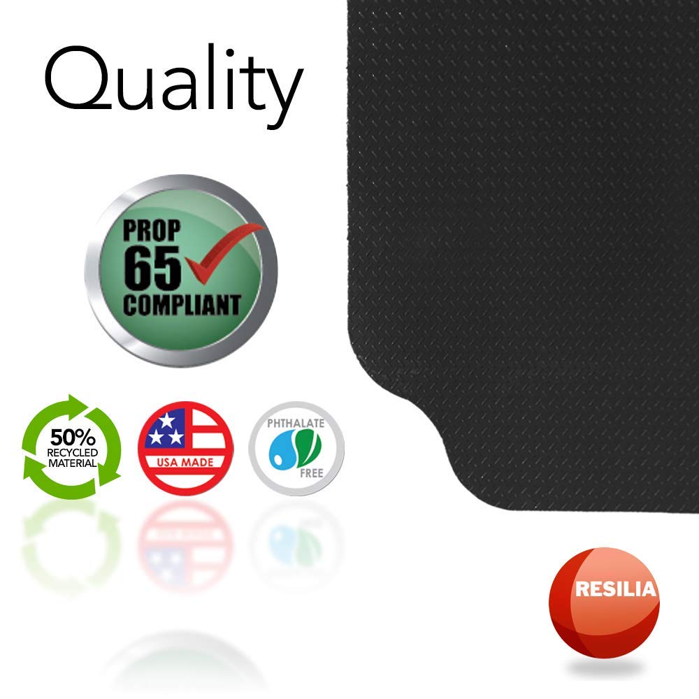 RESILIA - Large Under Grill Mat - Black Diamond Plate, 72 x 48 inches, 12-inch Splatter Protection Lip, for Outdoor Use RESILIA