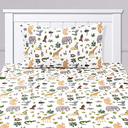 1500 Supreme Kids Bed Sheet Collection - Fun Colorful and Comfortable Boys and Girls Toddler Sheet Sets - Deep Pocket Wrinkle Free Soft and Cozy Bedding - Twin, Wild Animal Sweet Home Collection