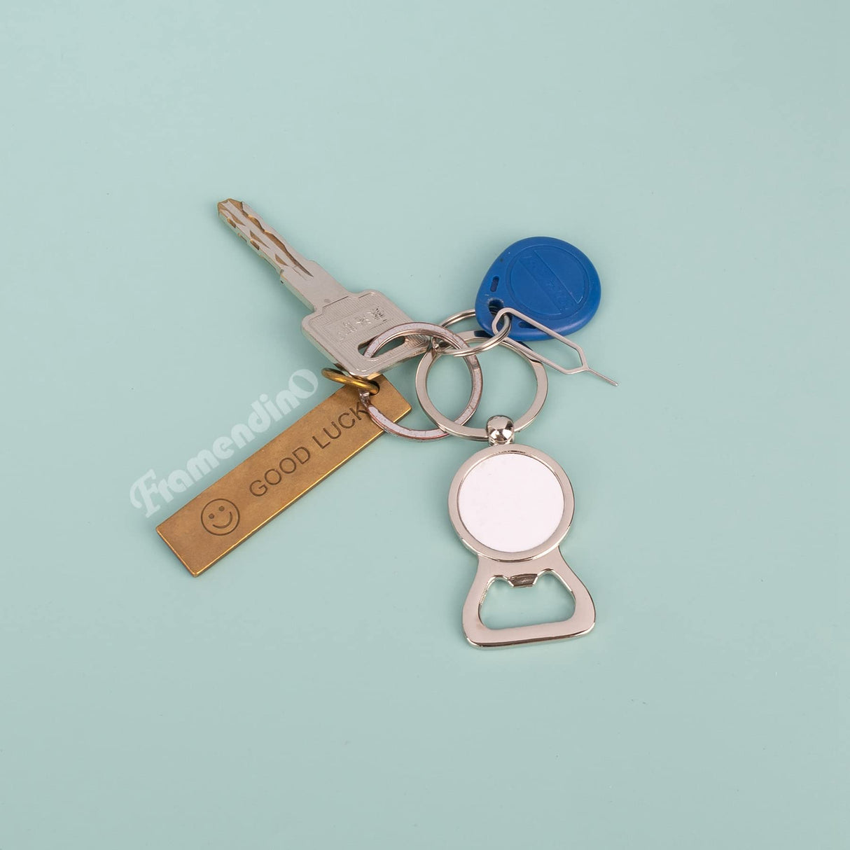 Framendino, 10 Pack Sublimation Blanks Keychains Bottle Opener Blank Key Rings Aluminum Heat Transfer Rectangle Sublimation Keychains Framendino