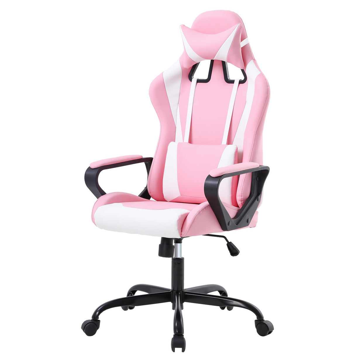 PayLessHere Ergonomic Racing Desk Chair Gaming Chair Computer Chair with Armrests 360° Swivel & Caster Pu Desk Task Chair Executive Headrest Lumbar Support for Back Pain Women Men and Adults,Pink PayLessHere