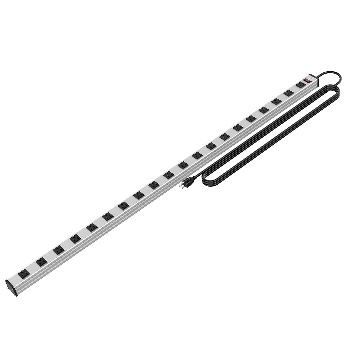 20 Outlet Heavy Duty Metal Socket Power Strip,15-Foot Long Extension Cord with Circuit Breaker. Mounting Brackets Included,Workshop/Industrial use,ETL Certified oviitech