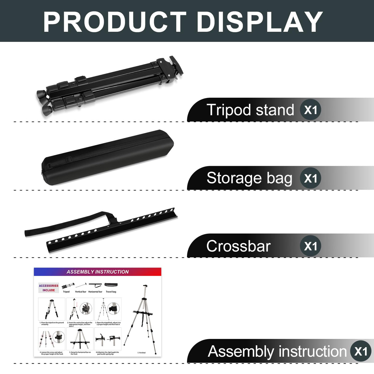 AROIC 1 Pack Art Painting Display Easel Stands,Portable Adjustable Aluminum Metal Tripod Artist Canvases Height from17 to 66 Inch Extra Sturdy forTable-Top/Floor Painting. Black with 1 Storage Bag AROIC