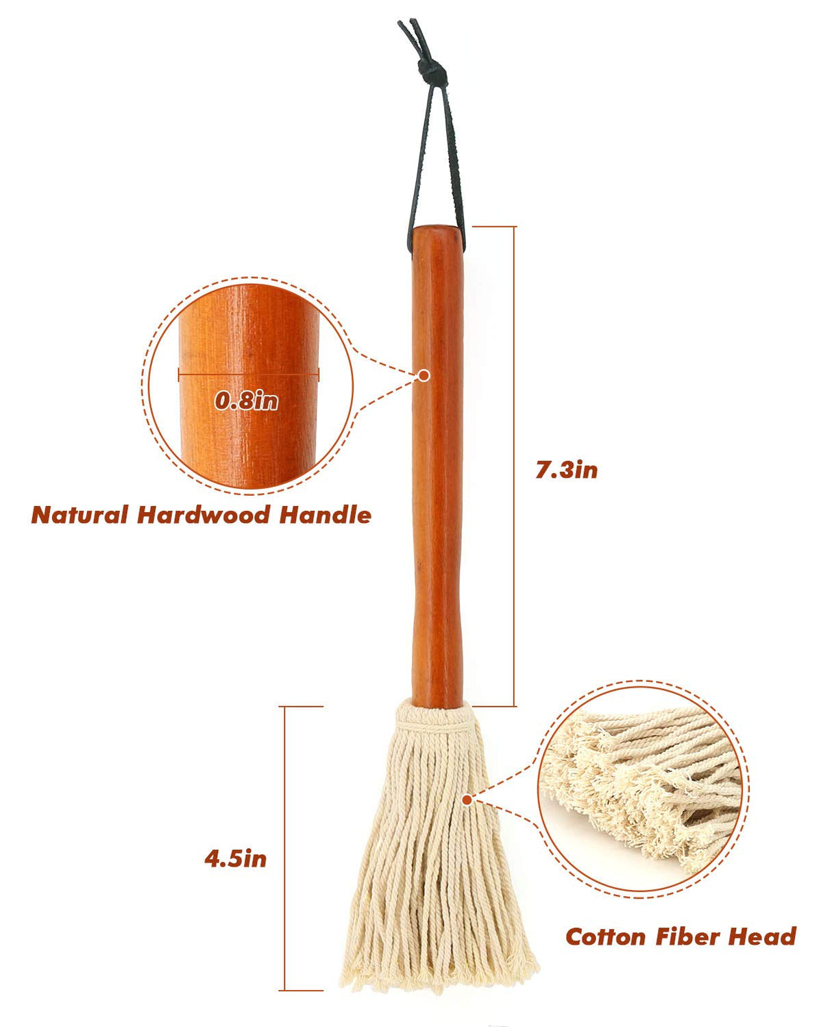 12" BBQ Sauce Basting Mops & Brushes for Roasting or Grilling, Apply Barbeque, Marinade or Glazing, Cotton Fiber Head and Hardwood Handle, Dish Mop Style, Perfect for Cooking or Cleaning - Pack of 3 TOPULORS