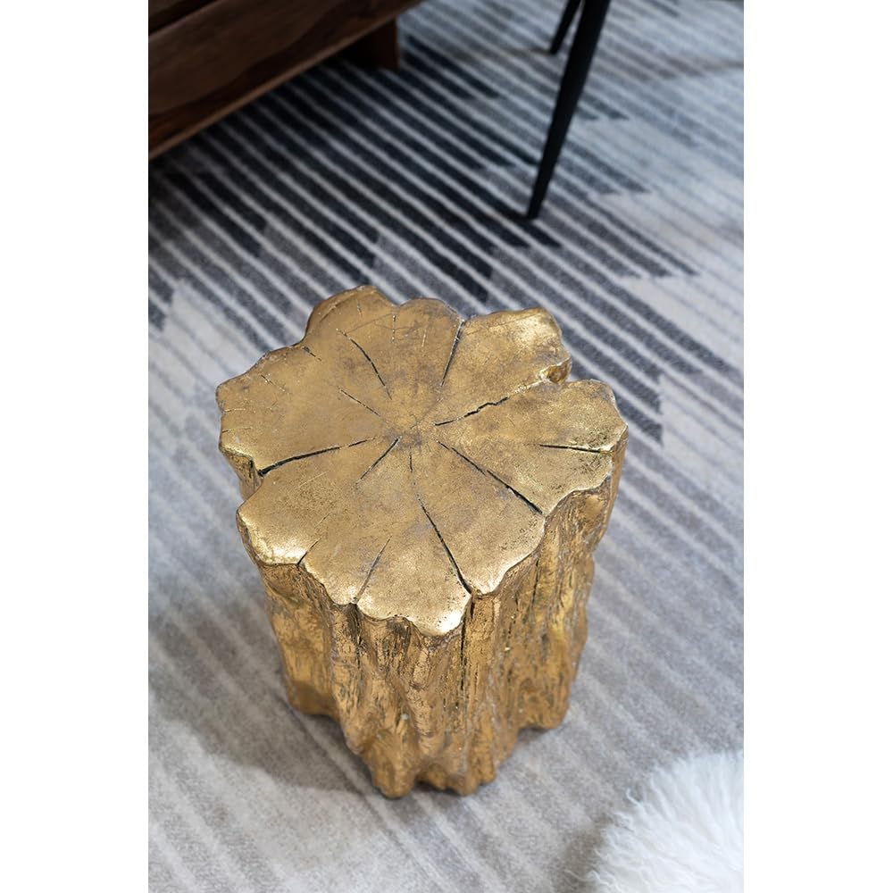 JURMALYN Modern End Table Golden Tree Trunk Side Table, Unique Small Coffee Table for Living Room Bedroom Apartment, 13.5"x13"x20" JURMALYN