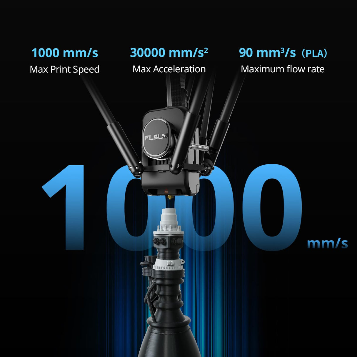 Flsun T1 Pro Delta 3D Printer - New FDM 3D Printer, 1000 mm/s high-Speed Printing, Dual-Gear Strong extruder, one-Button Automatic Leveling, 300°C high-Temperature Nozzle, Al Intelligent Monitoring FLSUN