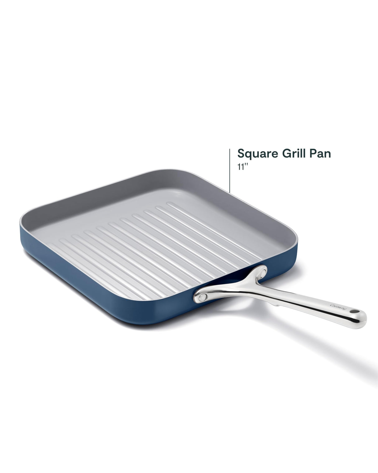 Caraway Square Grill Pan - 11” Grill Pan - Non-Stick Ceramic Coated - Non Toxic, PTFE & PFOA Free - Oven Safe & Compatible with All Stovetops - Navy Caraway