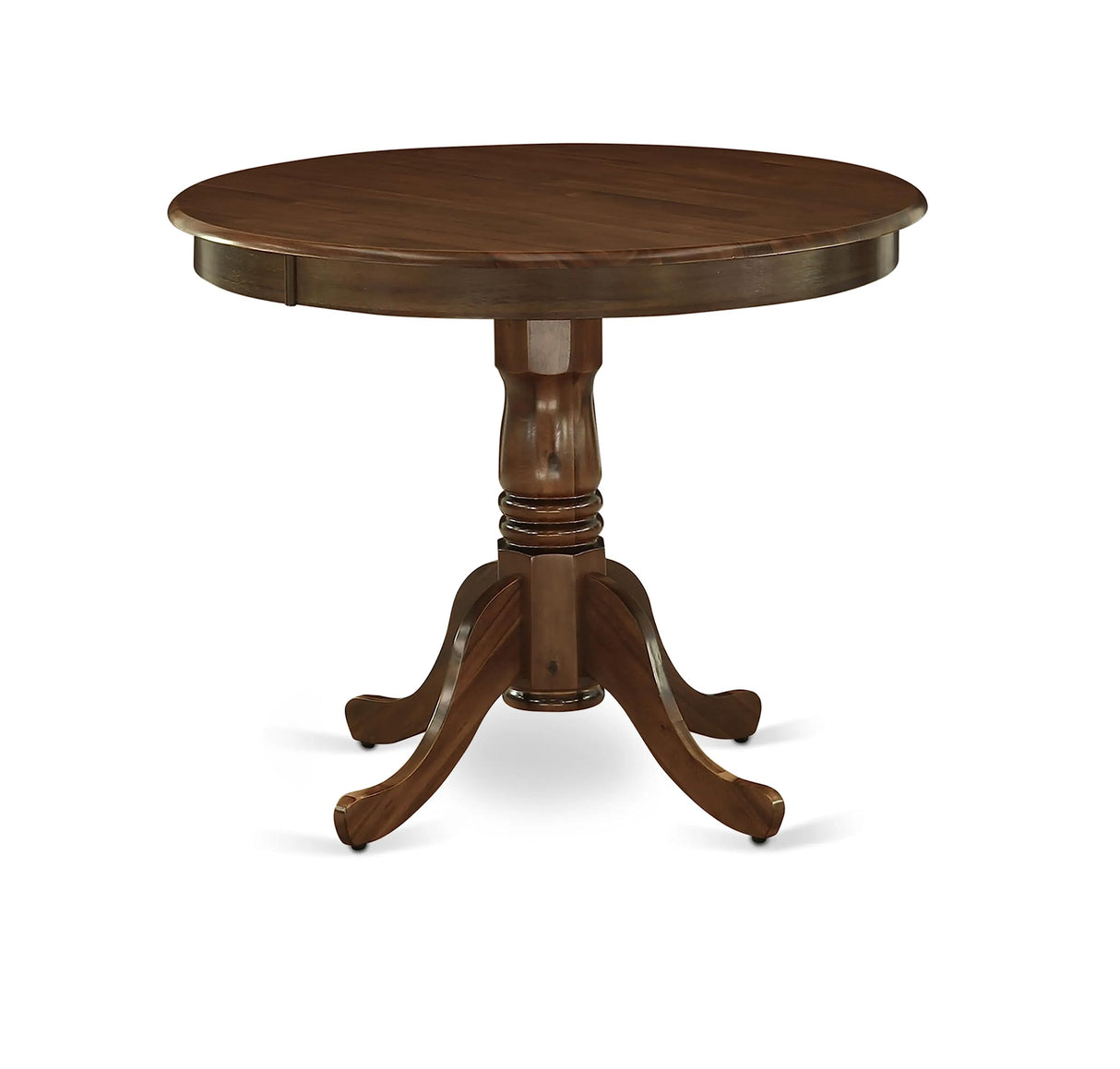 East West Furniture ANMZ3-AWA-32 3 Piece Dining Room Table Set Consist of a Round Kitchen Table with Pedestal and 2 Parson Dining Chairs, 36x36 Inch, Antique Walnut East West Furniture