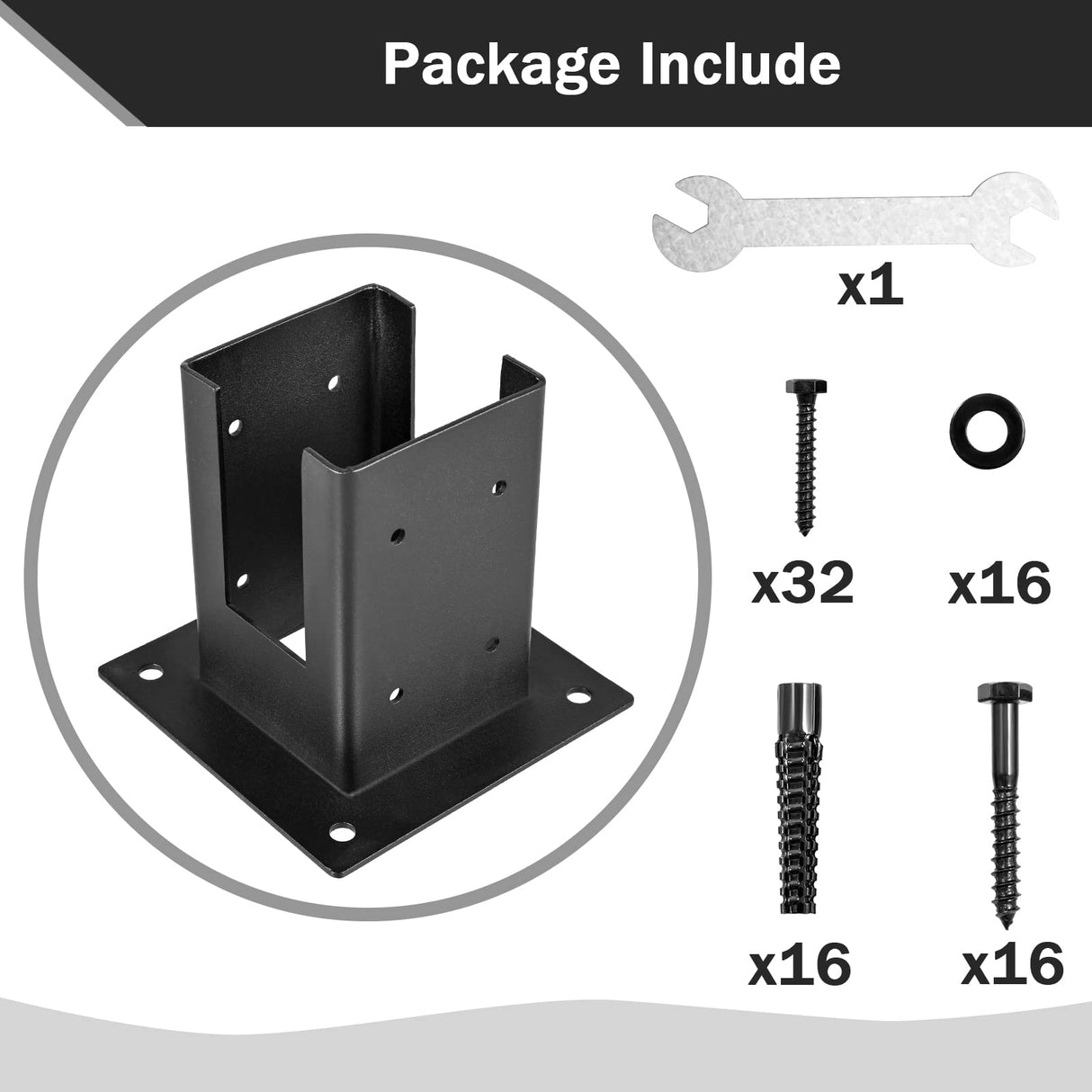 Wilkblck 4×4" Post Base 4PCS Stainless Steel Brackets Woodworks Pergola Kit Deck Post Base Railing Flange Anchor Wood Stand Kit Bolt Down Bracket Kit for 4x4 Lumber Wilkblck