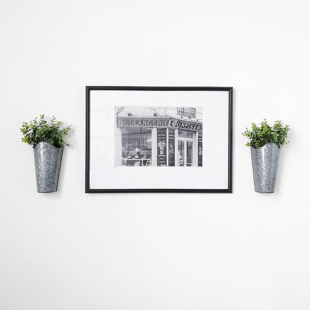 Mkono Galvanized Metal Wall Planter Farmhouse Wall Vase for Artificial Plants Flowers, Rustic Hanging Fake Flowers Holder Country Home Bedroom Living Room Decor Set of 2, Silver, Small Mkono