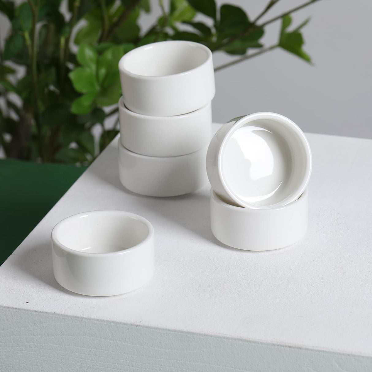 1oz Mini Porcelain Ramekins Set of 6,Small Ceramics Souffle Dish, 30ml White HAOTOP