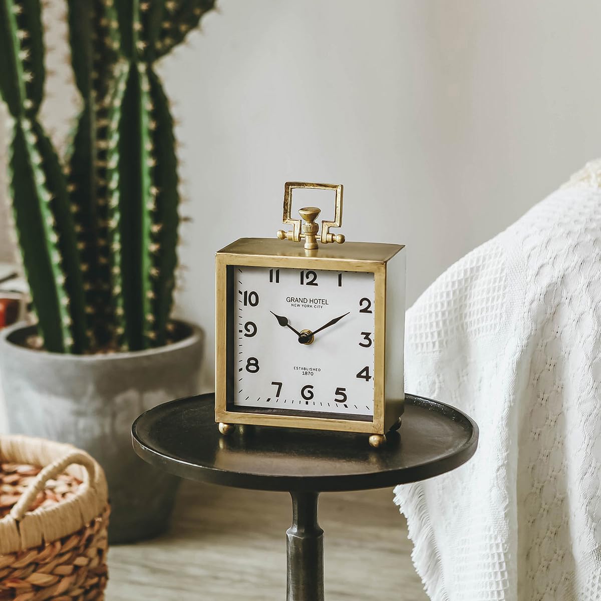 NIKKY HOME Gold Table Clock, Silent Non-Ticking Classic Battery Operated Decorative Mantel Desk Shelf Clock for Living Room Decor NIKKY HOME