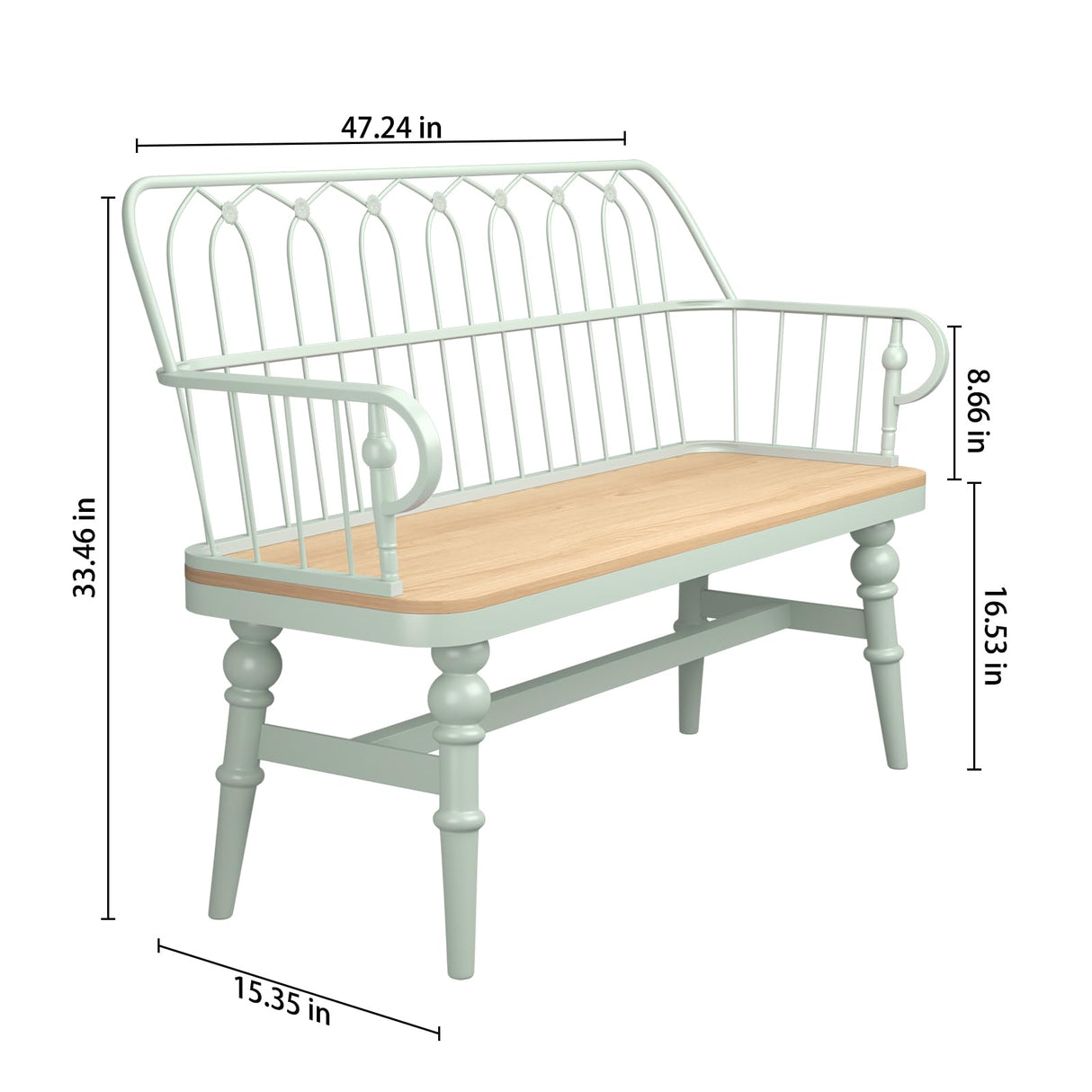 DIBRATY Entryway Bench,Spindle Back Wooden Dinning Bench, Farmhouse Foyer Bench for Entryway, Living Room, Dinning Room, Mudroom DIBRATY