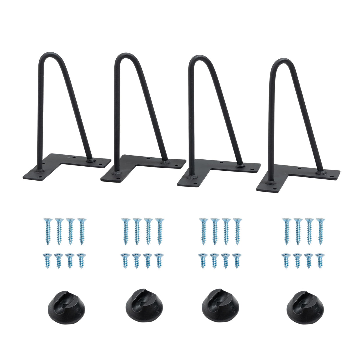 Thanaddo 8" Hairpin Furniture Legs 4PCS, Heavy Duty Solid Steel 2 Rod Furniture Legs with 2 Sizes Screws and 4pcs Floor Protectors for Nightstand, Cabinet, Bench Chair, Coffee Table, Desk, etc, Black Thanaddo