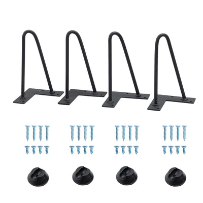 Thanaddo 8" Hairpin Furniture Legs 4PCS, Heavy Duty Solid Steel 2 Rod Furniture Legs with 2 Sizes Screws and 4pcs Floor Protectors for Nightstand, Cabinet, Bench Chair, Coffee Table, Desk, etc, Black