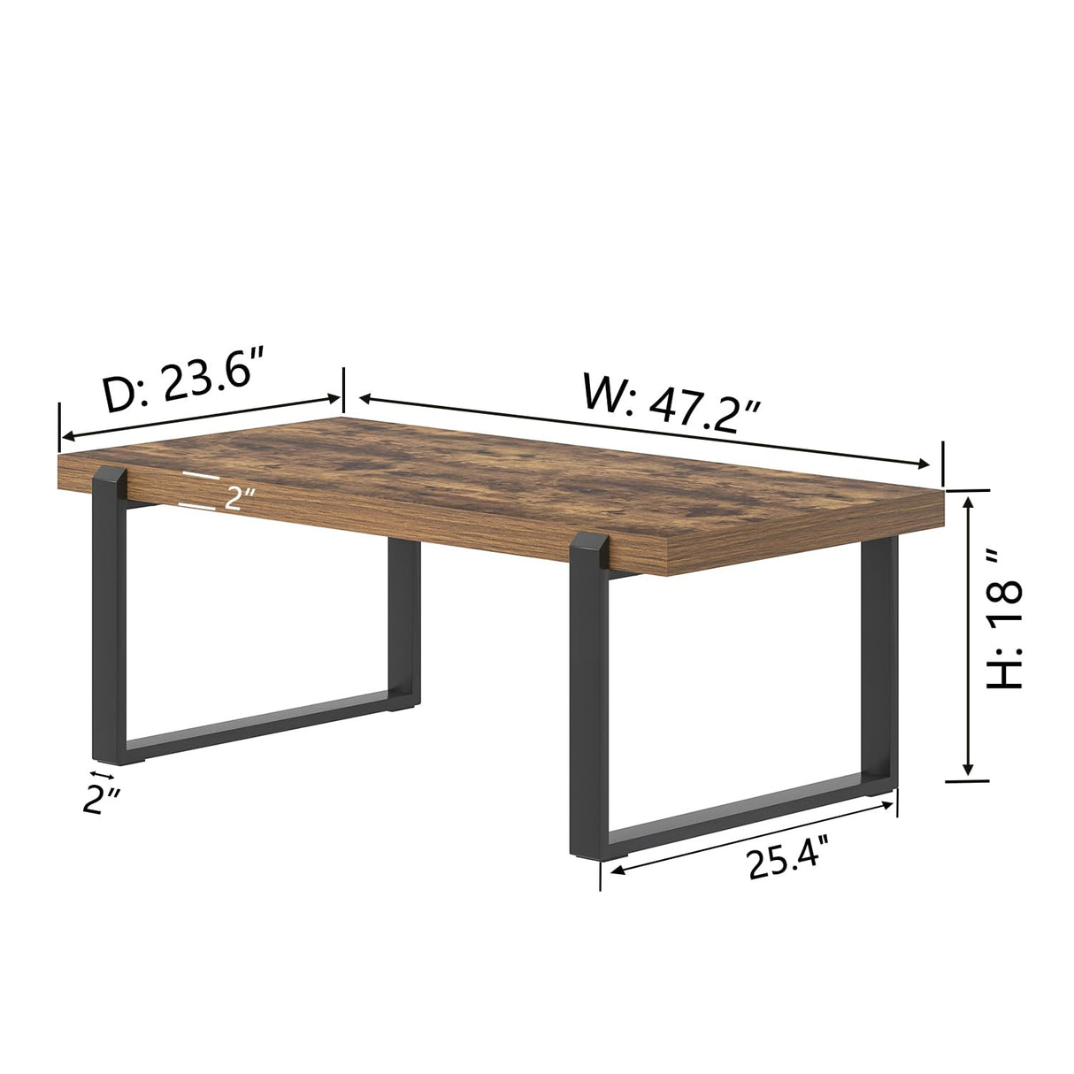 FOLUBAN Coffee Table, Modern Rustic Wood and Metal Center Table, Industrial Rectangle Cocktail Tea Table for Living Room, Brown, 47 Inch FOLUBAN