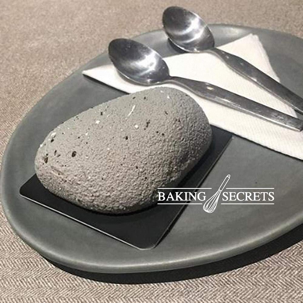 Set of 2 3D Stone Silicone Molds Elliptical Pebble Stone Baking Pan Cake Mousse Dessert Bakeware Plaster Concrete Handmade Stone Casting Mould Candle Soap Making Mold MoldFun