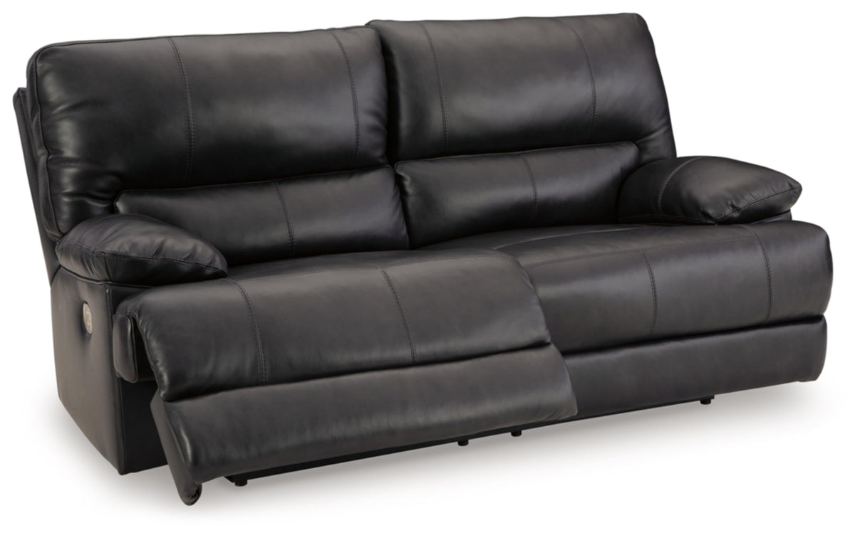 Signature Design by Ashley Mountainous Modern Leather Match Wall Hugger Power Reclining Sofa with Adjustable Headrest and USB Ports, Black Signature Design by Ashley