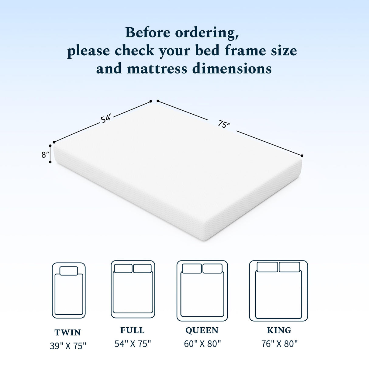UACEO Full Mattress, 8 Inch Memory Foam Mattress in a Box, Fiberglass Free Full Size Mattresses for Pressure & Pain Relief, Soft and Comfortable UACEO