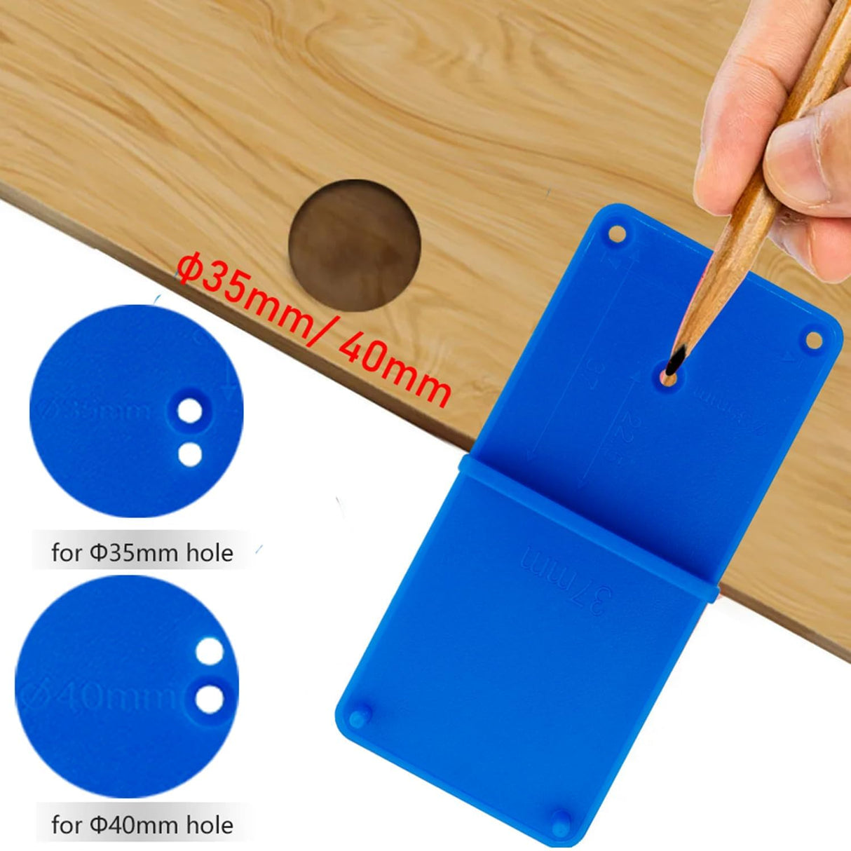 35mm Concealed Hinge Jig Kit, Bestgle Woodworking Tool Drill Bits Hinge Drilling Hole Router Jig for Cabinet Cupboard Door Installation, Hinge Hole Drill Guide Set with 35mm Forstner Bit Bestgle