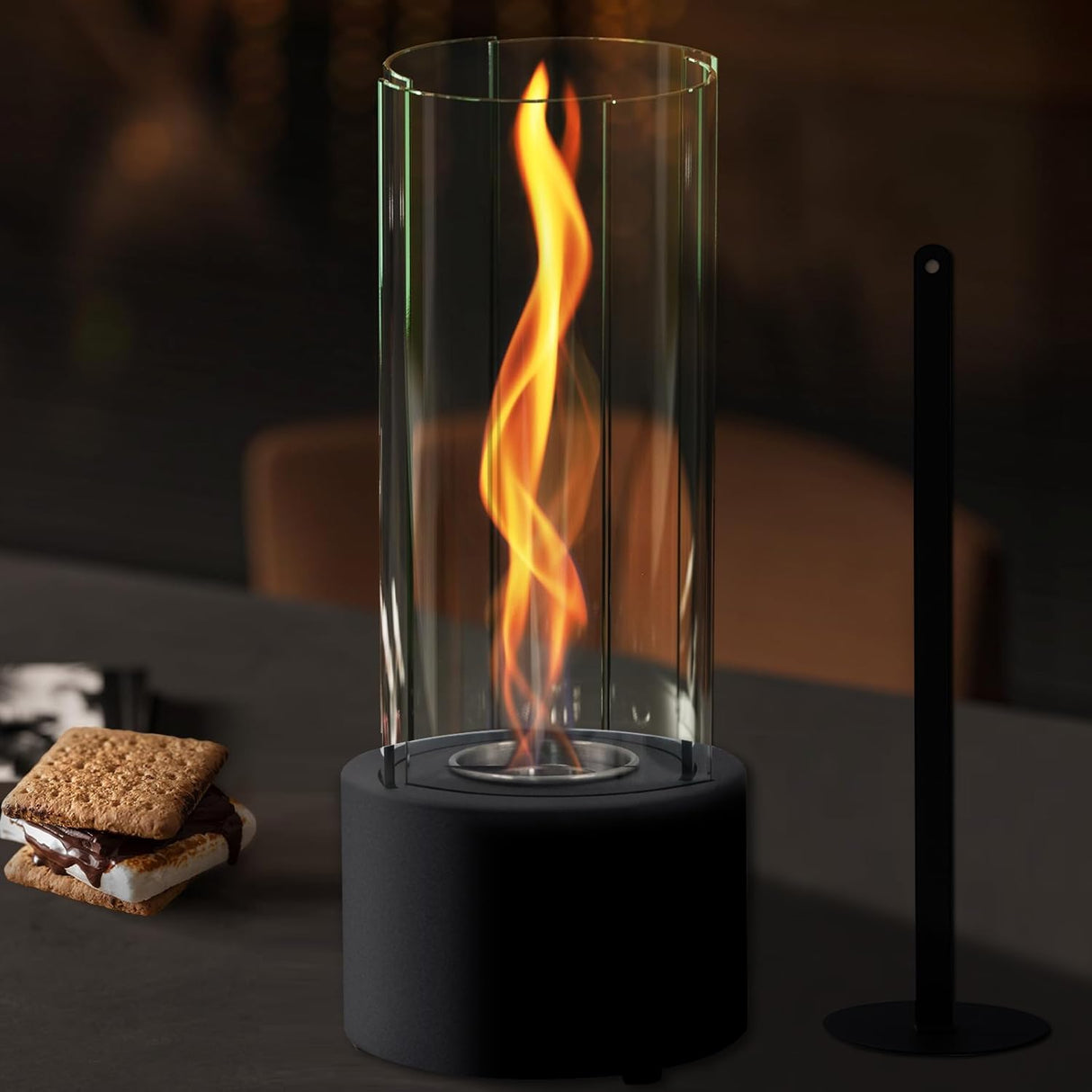 Tornado Tabletop Fire Pit - Premium Alcohol Tabletop Fireplace - Indoor Fire Pit Tabletop & Outdoor Table Top Firepit with Adjustable Flame Ring, Gift for Balcony Home Decor, Patio and Backyard CROWN FIRE