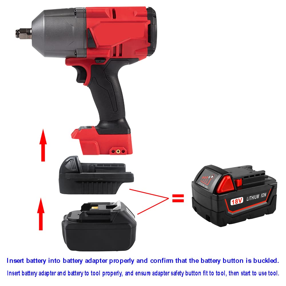JFQWLE Converter for Makita to Milwaukee 18V Battery Adapter, Convert Makita 18V Lithium-Ion Battery BL1815 BL1830B BL1860B to Milwaukee 18 Volt M18 Lithium Cordless Tool Battery JFQWLE
