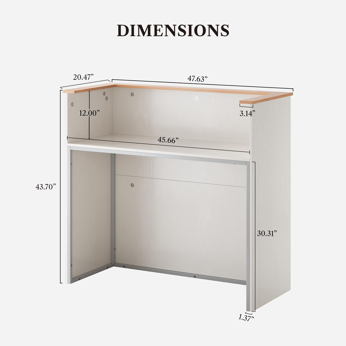 LIKEMET Reception Desk with Counter, Modern Front Reception Room Table, 47 inch Retail Counter for Checkout, Lobby, Beauty Salon, Home Office Desk, Black (White) LIKEMET