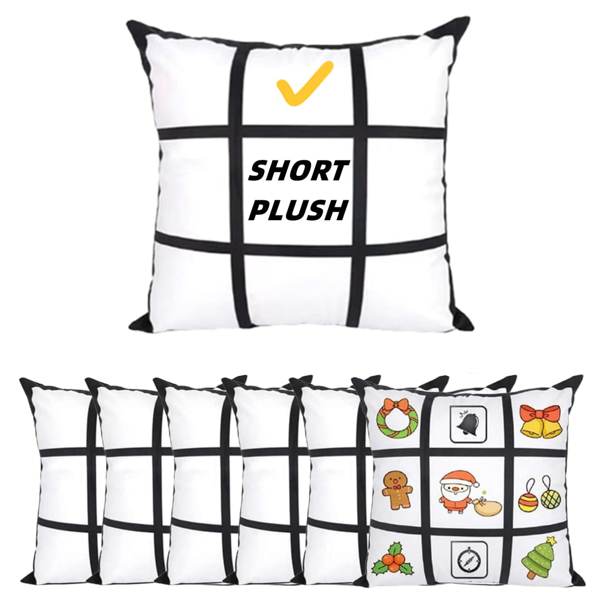 12pack Sublimation Short Plush Pillow Cases Blanks, 16 x 16 Inch, 9 Panels Style Short Plush Throw Pillow Covers, Cushion Cover for Sublimation, Sofa Couch DIY Pillow Case (No Pillow Insert, 12pcs) Zeloyaut