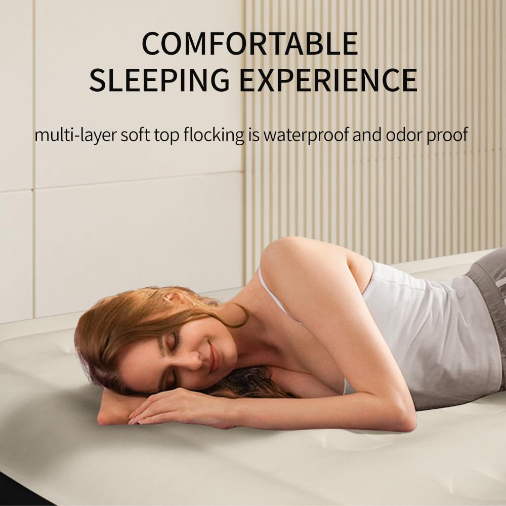 SENNOUL Air Mattress Queen with Built in Pump - 2 Mins Quick Self Inflatable,16"/650lbs Max Blow Up Bed, All Night Stability No Lost Air,No Peculiar Smell for Camping,Home,Guests & Portable Travel SENNOUL