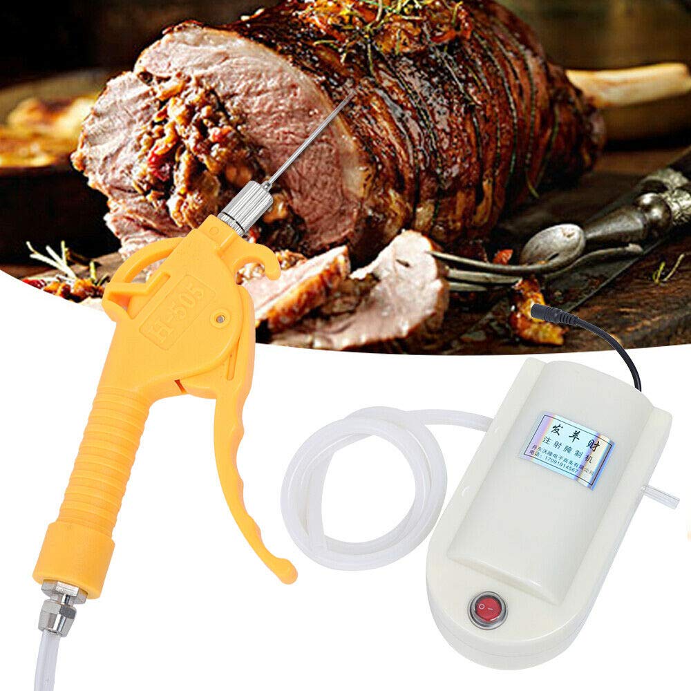 RibasuBB Marinade Meat Injector Pump, 50W Electric Meat Saline Syringe Pump Injector Meat Marinated Processor Kitchen Tool (Double Gun) Gdrasuya10