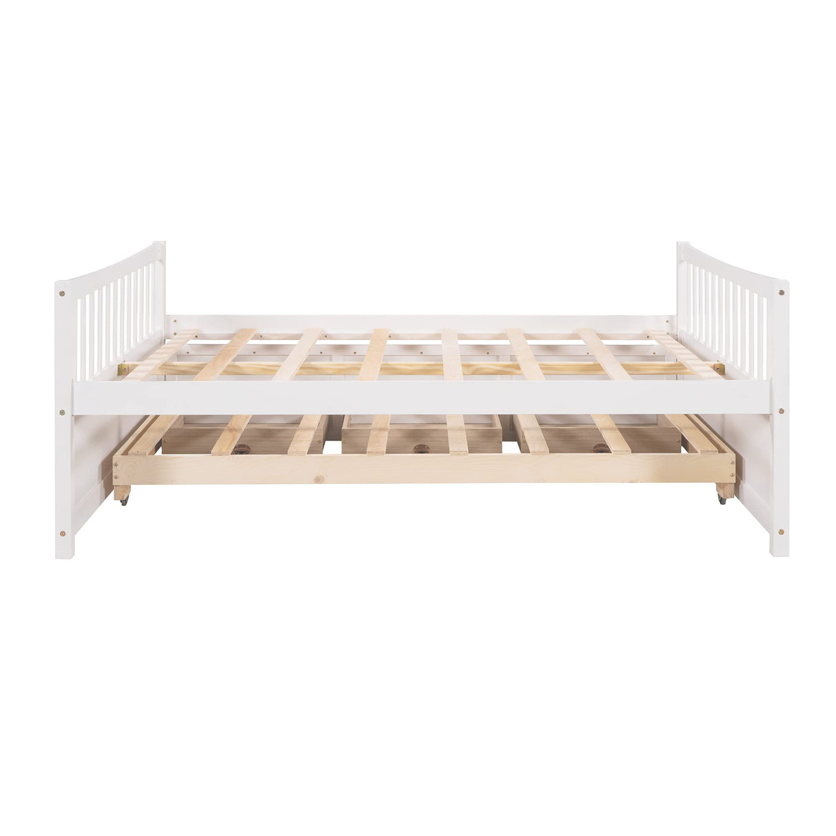 Harper & Bright Designs Full Size Daybed with Twin Size Trundle and 3 Storage Drawers, Wood Full Captain’s Bed with Trundle Bed, Full Platform Bed Great for Kids Guests Sleepovers (White) Harper & Bright Designs