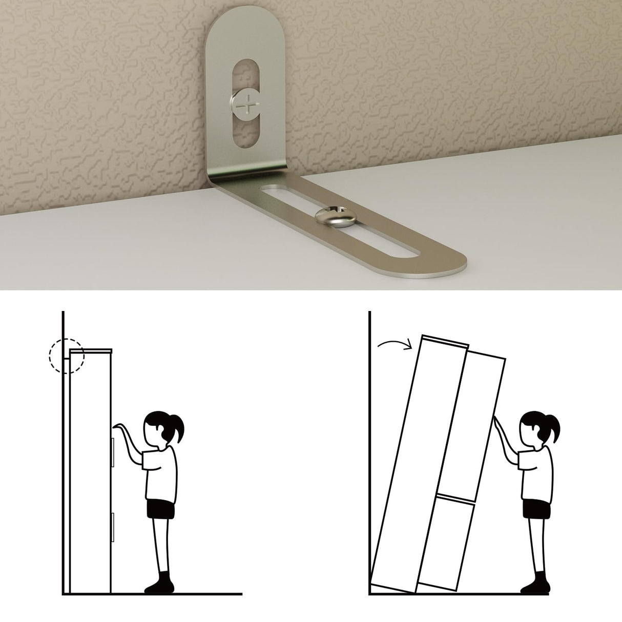 Hitow 2 Door Wardrobe Armoire Closet, 15.7" W Wardrobe Storage Cabinet with 3 Tiers Shelf & Hanging Rod, Slim Narrow Wardrobe Armoire Dresser for Bedroom Clothes Organizer, White Hitow