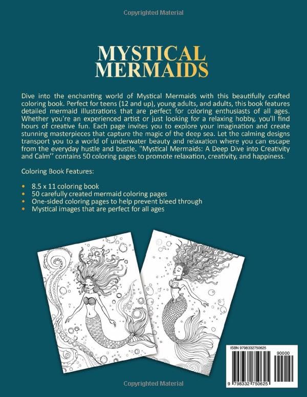 Mystical Mermaids: A Deep Dive into Creativity and Calm (Coloring Books by Dr. ABG) WoodArtSupply