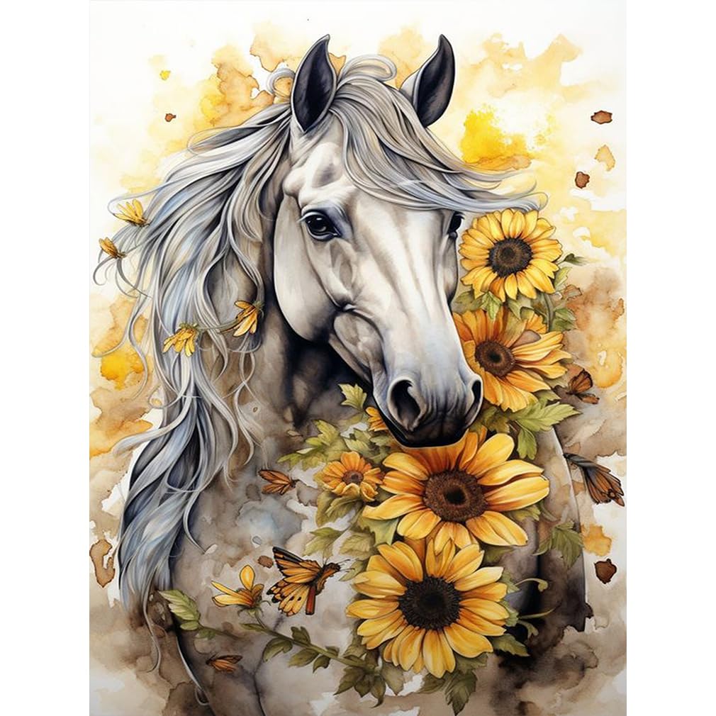 bleihum Horse Diamond Art Kits for Adults- 5D Diamond Painting Kits Horse, Horse Gem Painting Arts Crafts for Adults Home Wall Decor (12x16 Inch) bleihum